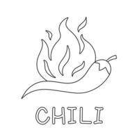 varm röd chili peppar med brand. isolerat platt vektor illustration design på vit