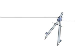 einzelne durchgehende Linienzeichnung des Springbow-Kompasses zum Zeichnen von Kreisen. zurück zum minimalistischen Schulstil. Bogenkompass, Bildungskonzept. moderne eine linie zeichnen grafikdesign-vektorillustration vektor