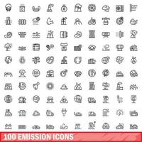 100 Emission Symbole Satz, Gliederung Stil vektor