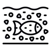 fisk mikroplast förorening ikon översikt vektor. fisk mat vektor