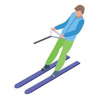 Wasser Skifahrer Symbol isometrisch Vektor. Sommer- Spaß vektor