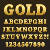 bokstäver alfabetet med siffror guld blank stil design vektor