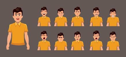 Gesichtsgefühle oder Ausdrucksblatt des Jungen. anderes Ausdrucksblatt für die Animation vektor