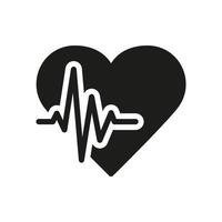 mänsklig hjärta slå silhuett symbol. kardiogram tecken. friska puls rytm glyf piktogram. nödsituation hjärt- diagnos. hjärtslag ikon. isolerat vektor illustration.