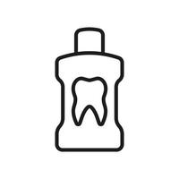 Mundwasser Linie Symbol. Mund waschen Flasche linear Piktogramm. Dental Hygiene Gliederung Symbol. sauber und Frische Mund unterzeichnen. Zahnheilkunde Oral spülen. editierbar Schlaganfall. isoliert Vektor Illustration.