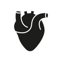 Mensch Herz Silhouette Symbol. Anatomie von gesund kardiovaskulär Organ Symbol. Herz Muskel unterzeichnen. medizinisch Kardiologie Glyphe Symbol. isoliert Vektor Illustration.
