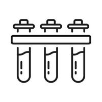 testa rör uppsättning linje ikon. medicinsk laboratorium prov linjär piktogram. kemisk vetenskap experimentera glas flaska översikt ikon. kemi bägare symbol. redigerbar stroke. isolerat vektor illustration.