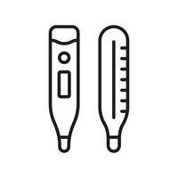 termometer linje ikon. medicinsk verktyg för temperatur kontrollera piktogram. elektronisk och kvicksilver termometer översikt ikon. hälsa vård instrument. redigerbar stroke. isolerat vektor illustration.