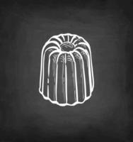 canele. franska bakverk. krita skiss på svarta tavlan bakgrund. hand dragen vektor illustration. retro stil.