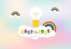 drei Regenbogen und Licht von Idee mit Sanft Weiß Wolken, mit Raum zum Text, Kinder und Familie Liebe Konzept Banner Design vektor