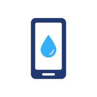 Wasser trinken Erinnerung Silhouette Symbol. App von Täglich Wasser Tracker zum Handy, Mobiltelefon Telefon. Smartphone mit Anwendung zum erinnern trinken Dosis. Wasser Planer Farbe Symbol. Vektor isoliert Illustration.