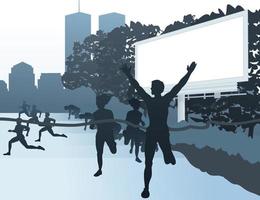 sysselsättning av människor förbi springa i en stad. en vektor illustration