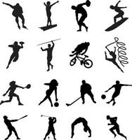 silhuetter av idrottsmän av svart Färg. en vektor illustration