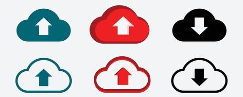 ladda ner nu ikon. ladda upp från moln symboler. motta data från en avlägsen lagring tecken. platt ikoner på vit. vektor