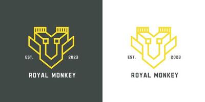 königlich Affe Logo Design Illustration Symbol Vektor Symbol eben einfach Monogramm wild Tier Tierwelt Säugetier Gold Luxus zum korporativ Marken