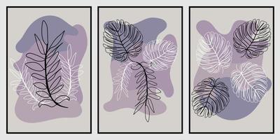 Hand gezeichnet ästhetisch Illustration von lila Blumen- Art wie Boho Mauer Kunst vektor