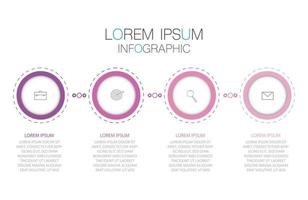 Infografik-Vorlage in vier Schritten, Vorlage für Diagramm, Grafik, Präsentation und Diagramm. vektor