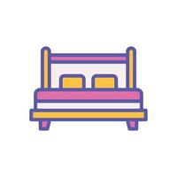 dubbel- säng ikon med fylld Färg stil vektor