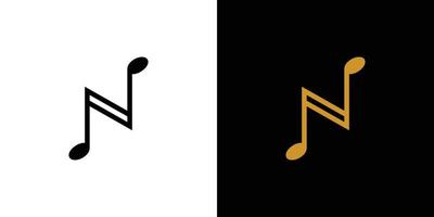 modern och elegant n initialer musik logotyp design vektor