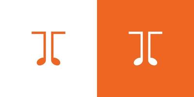 unik och enkel t initialer musik logotyp design vektor