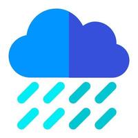 hmoln med tung regn i platt ikon. väder, regnstorm, prognos, klimat vektor
