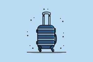 Reisen Tasche, Gepäck Vektor Illustration. Sommer- Reisen Objekt Symbol Konzept. Plastik Koffer zum reisen, ausruhen, Reisen auf ein Geschäft Reise, Ferien Vektor Design mit Schatten.