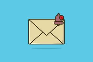 öffnen Mail Briefumschlag mit Papier dokumentieren und Benachrichtigung Vektor Illustration. Büro Ausrüstung Symbol Konzept. Büro Email Brief im Briefumschlag Vektor Design. Zeichen von Mail Briefumschlag auf braun Hintergrund.