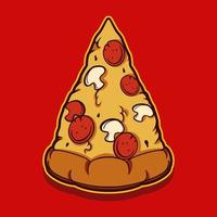 Scheibe Pizza Vektor isoliert auf rotem Hintergrund