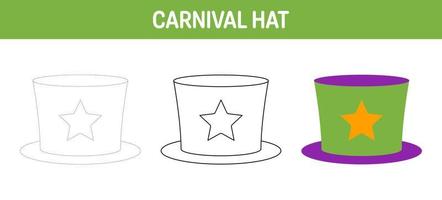 karneval hatt spårande och färg kalkylblad för barn vektor