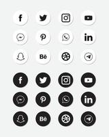 runda social media ikon uppsättning vektor
