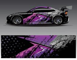 Auto-Wrap-Design-Vektor. grafische abstrakte Streifen-Rennhintergrund-Kit-Designs für Wrap-Fahrzeug-Rennwagen-Rallye-Abenteuer und Lackierungen vektor