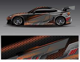 Auto-Wrap-Design-Vektor. grafische abstrakte Streifen-Rennhintergrund-Kit-Designs für Wrap-Fahrzeug-Rennwagen-Rallye-Abenteuer und Lackierungen vektor