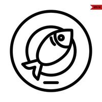 Fisch im Teller Linie Symbol vektor