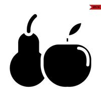 äpple med päron frukt glyf ikon vektor