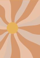 groovig retro Sonnenschein Poster groovig Sonne Pastell- Hintergrund, Mauer Kunst Jahrgang retro 70er Jahre drucken. groovig gestreift Hintergrund Strahlen auf Center. Sunburst Sunburst Jahrgang Hintergrund. Pastell- Vektor Illustration.