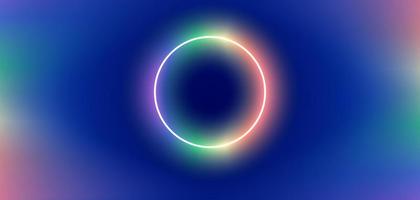 uppsättning av lysande neon Färg cirklar runda kurva form, aurora cirkel Centrum av aurora runt om på de mörk blå bakgrund.med cirkulär former för logotyper. vektor