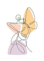 einzelne durchgehende Strichzeichnung Schönheitsfrau mit Schmetterlingsgrafik. botanisch, Mode, T-Shirt-Druck. Porträt minimalistisches Stilkonzept. trendige einlinie zeichnen design vektorgrafik illustration vektor