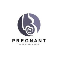 schwanger Logo, schwanger Mutter Pflege Design, Vektor Schönheit schwanger Mama und Baby, Symbol Vorlage Illustration