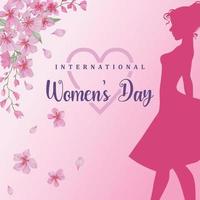 Damen Tag Vektor Illustration Hintergrund. Frauen mit Rosa silhouette und blume.aquarell Vektor Illustration