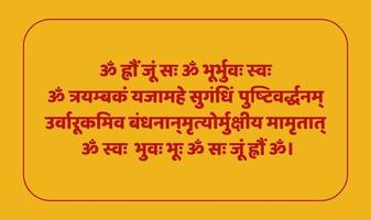 Herr Shiva Mantra im Sanskrit. beten das Herr Shiva und Anbetung ihm kann wir Sein befreit von Tod zum das Sake von Unsterblichkeit. vektor