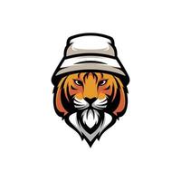 tiger buckethatt maskot logotyp design vektor