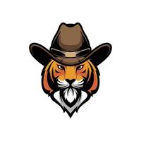 Tiger Cowboy Maskottchen Logo Design vektor