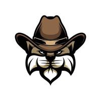 katt cowboy maskot logotyp design vektor