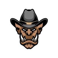 Oger Cowboy Maskottchen Logo Design vektor