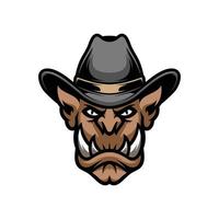 troll cowboy maskot logotyp design vektor