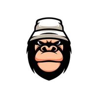gorilla buckethatt maskot design vektor