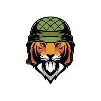 Tiger Soldat Maskottchen Logo Design vektor