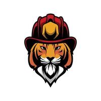 Tiger Feuerwehrmann Maskottchen Logo Design vektor