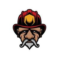 alt Feuerwehrmann Maskottchen Logo Design Vektor