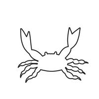 linje silhuett krabba på en vit bakgrund. vektor hand dragen barn illustration. hav hav. under vattnet värld